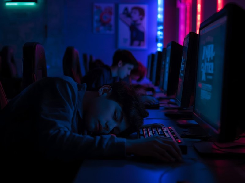 Moody night lounge corner at NYTEGRID with a soft-lit couch beside the gaming hall